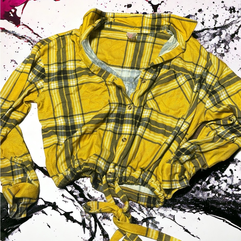 No Boundaries Yellow Plaid Crop top